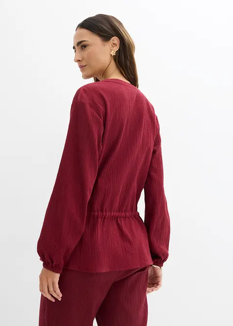 Blus i krinklat material med struktur, bonprix