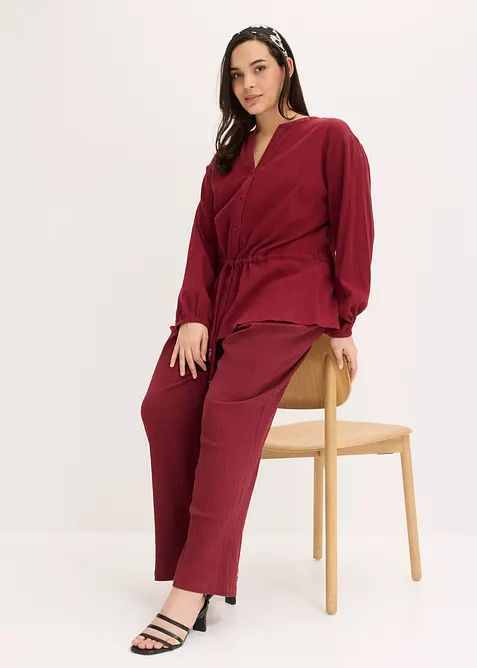 Blus i krinklat material med struktur, bonprix