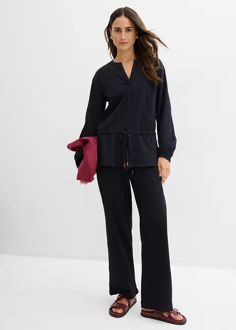 Blus i krinklat material med struktur, bonprix