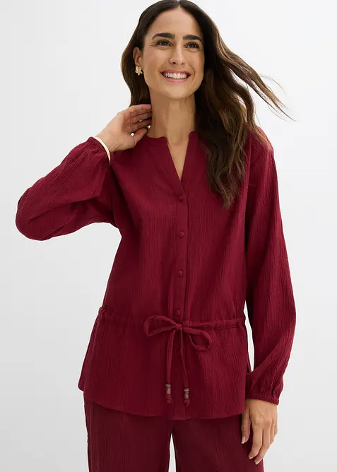 Blus i krinklat material med struktur, bonprix