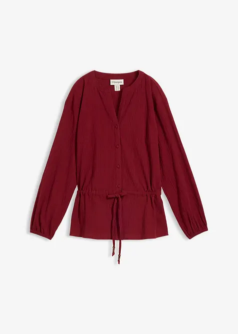 Blus i krinklat material med struktur, bonprix