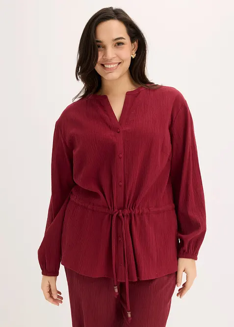 Blus i krinklat material med struktur, bonprix