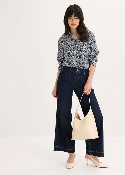 Blus av fintr&aring;dig viskosmix, bonprix