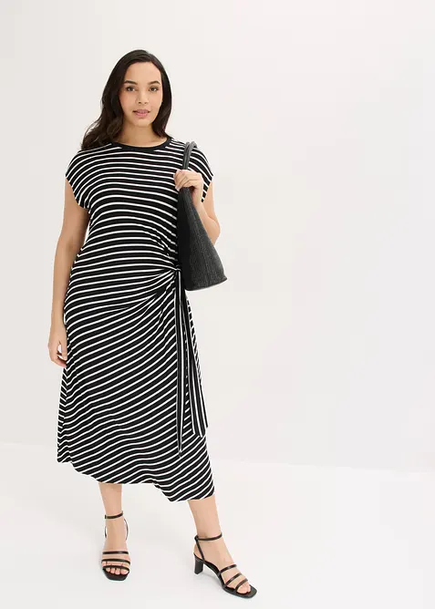 Jerseykl&auml;nning med drapering, bonprix