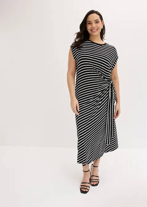 Jerseykl&auml;nning med drapering, bonprix