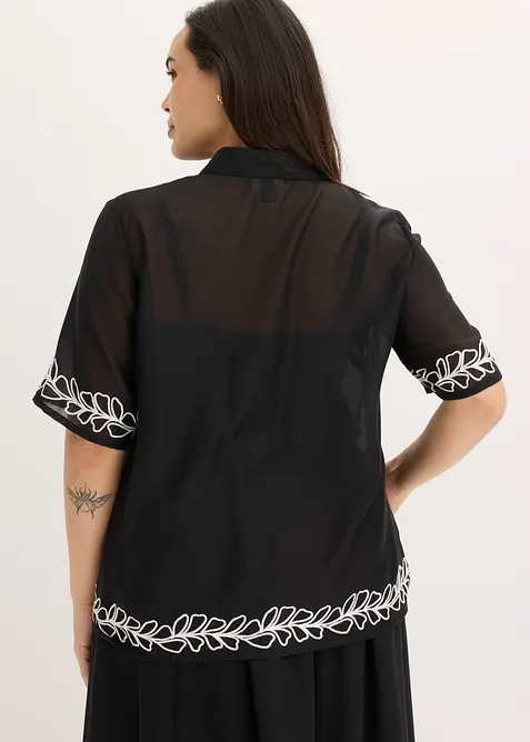 Blus med broderi, bonprix