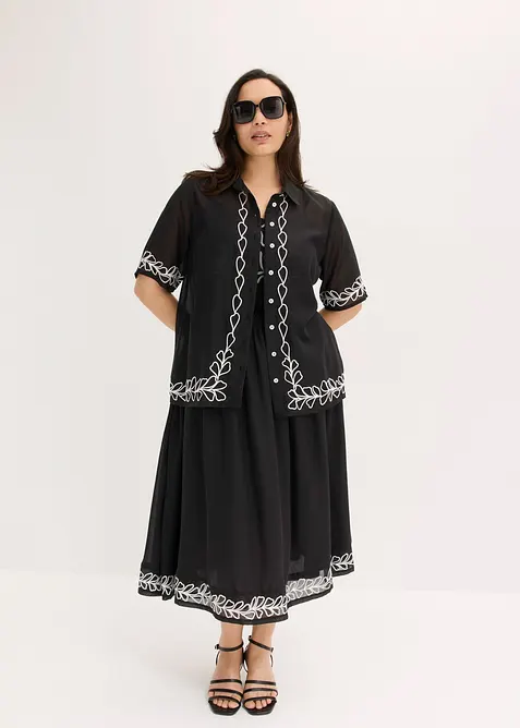 Blus med broderi, bonprix