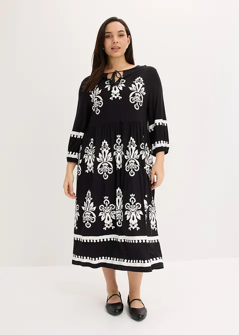 Jerseykl&auml;nning i mjuk viskosmix, bonprix