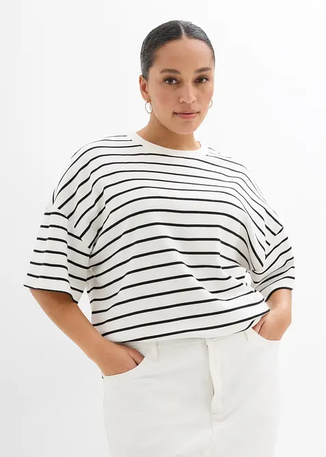 Randig T-shirt i ekologisk bomull, bonprix