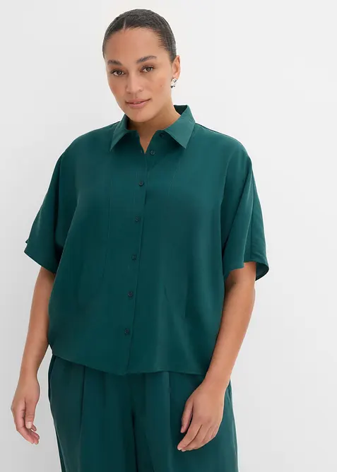 Blus i viskosmix med fladdermus&auml;rmar, bonprix