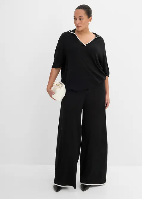 Finstickad byxa i bomullsblandning, bonprix