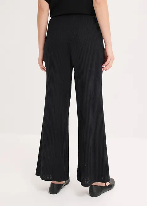 Stickad byxa med en andel linne, bonprix