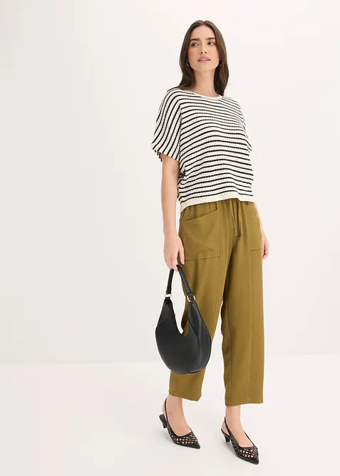 Stickad jumper i luftig linnemix, bonprix