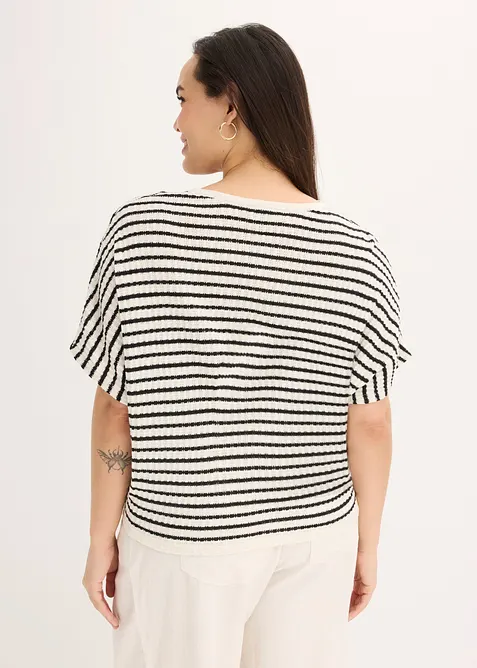 Stickad jumper i luftig linnemix, bonprix