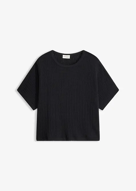 Stickad jumper i luftig linnemix, bonprix