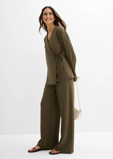 Blustopp med knytband i viskosmix, bonprix