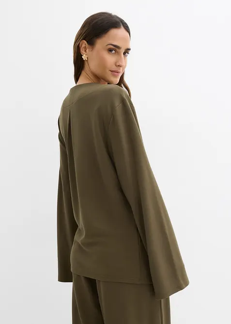 Blustopp med knytband i viskosmix, bonprix