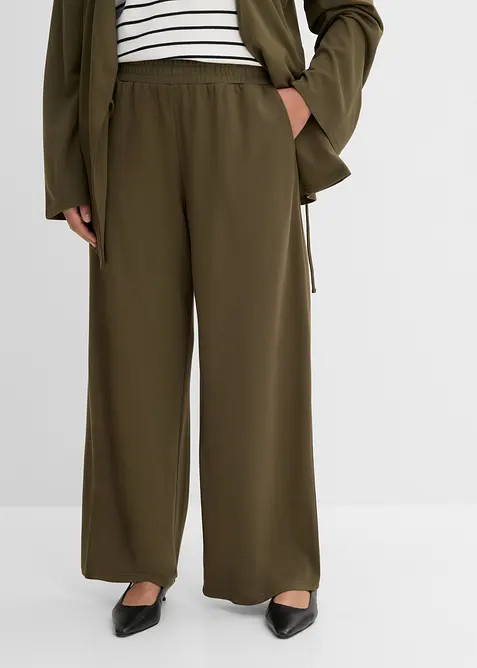 Dra p&aring;-byxa av viskosblandning, bonprix