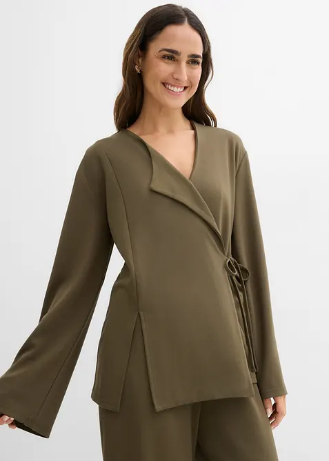 Blustopp med knytband i viskosmix, bonprix