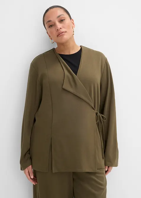 Blustopp med knytband i viskosmix, bonprix