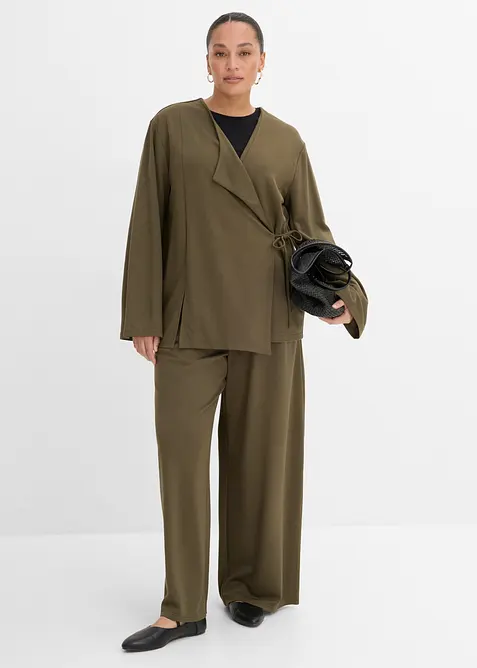 Blustopp med knytband i viskosmix, bonprix