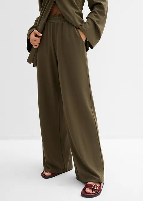 Dra p&aring;-byxa av viskosblandning, bonprix