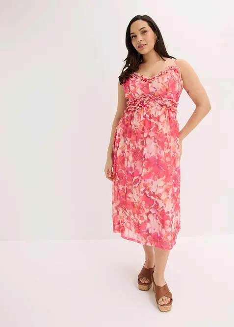 Kl&auml;nning i mjuk mesh med smala axelband, bonprix