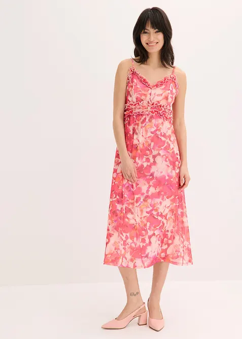 Kl&auml;nning i mjuk mesh med smala axelband, bonprix