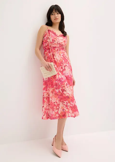 Kl&auml;nning i mjuk mesh med smala axelband, bonprix