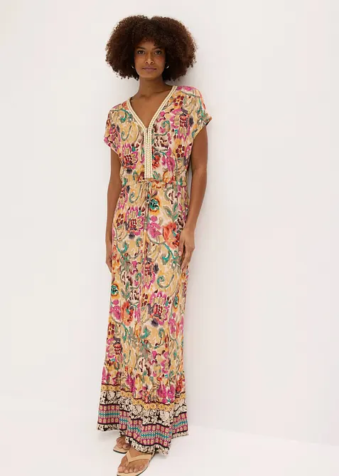 Jerseykl&auml;nning av mjuk viskosmix, bonprix