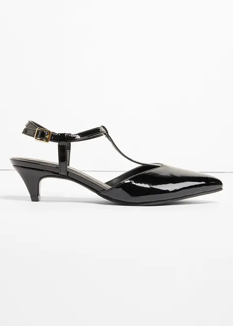Pumps med remmar och lacklook, bonprix