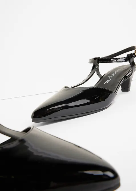 Pumps med remmar och lacklook, bonprix