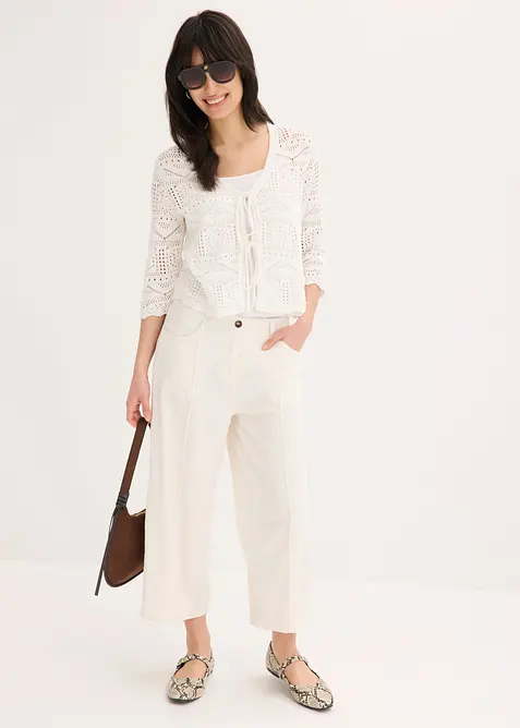 Culotter i luftig linnemix med str&aring;veck, bonprix