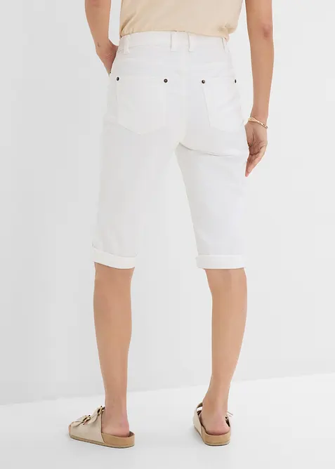 Stretchiga jeansbermudas med uppvikta benslut, bonprix