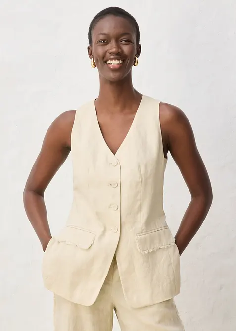 Kostymv&auml;st i rent lin, bonprix