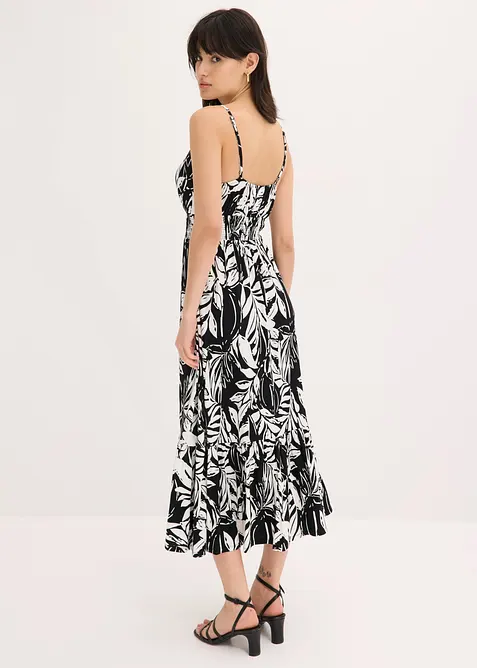 Kl&auml;nning med smala axelband i mjuk viskosmix, bonprix