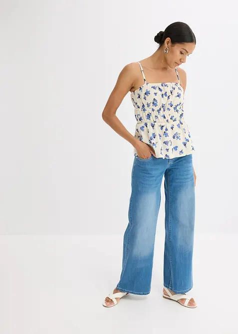 Linne med smala axelband, av kr&auml;pp med struktur, bonprix