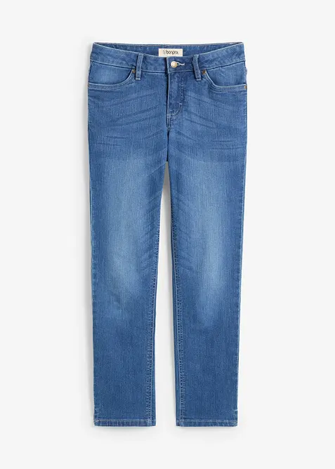 Bekv&auml;ma 7/8-stretchjeans med slits, bonprix