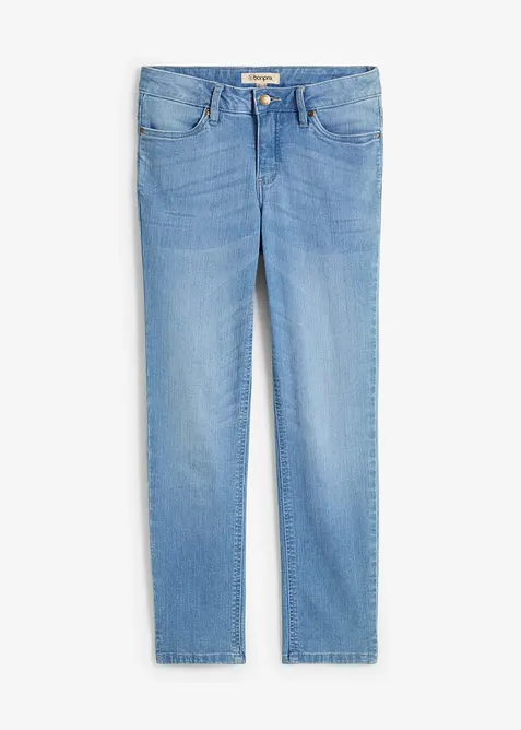 Bekv&auml;ma 7/8-stretchjeans med slits, bonprix