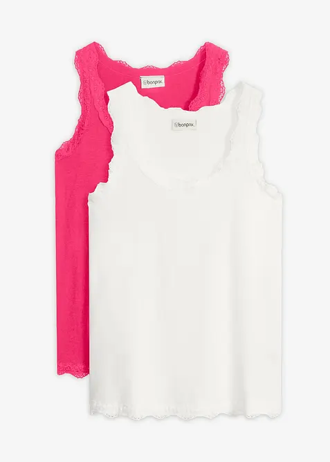 Linne med spets (2-pack), bonprix