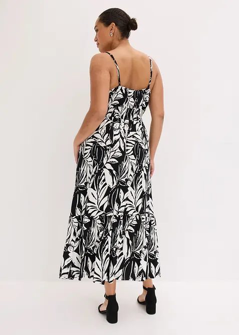 Kl&auml;nning med smala axelband i mjuk viskosmix, bonprix