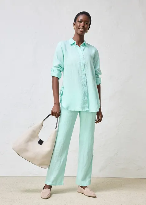 Skjortblus i linne, bonprix