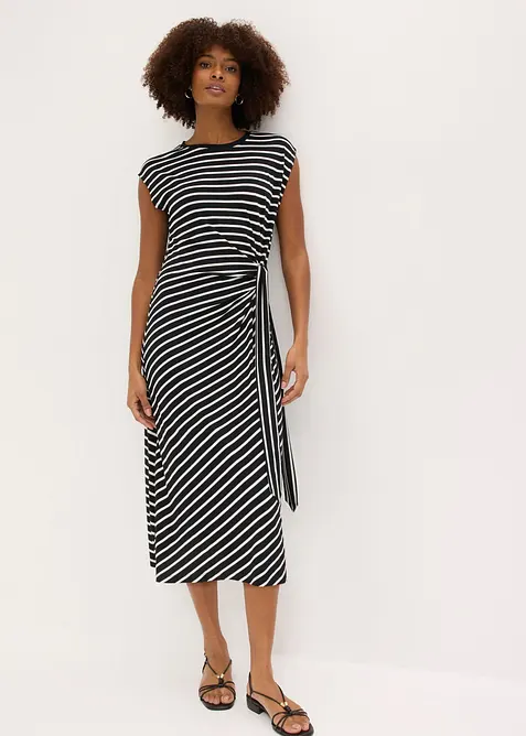 Jerseykl&auml;nning med drapering, bonprix