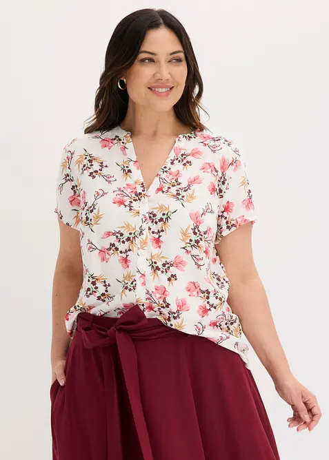 Kort&auml;rmad blus av ren viskos, bonprix