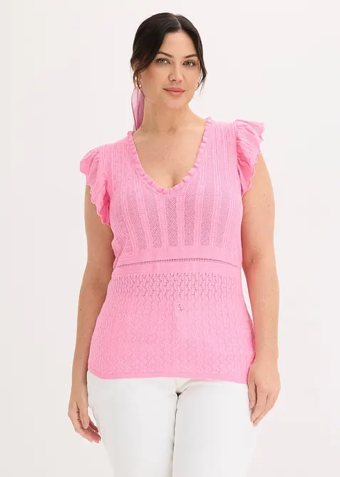Stickad topp av mjuk viskosmix, bonprix