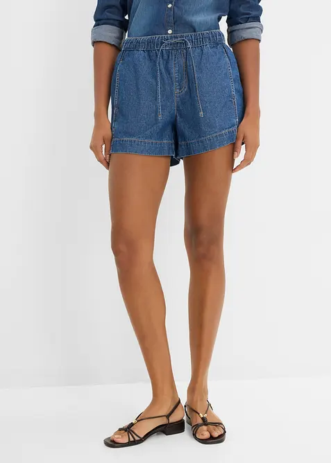 Jeansshorts Mid Waist, med bekv&auml;m midja, bonprix