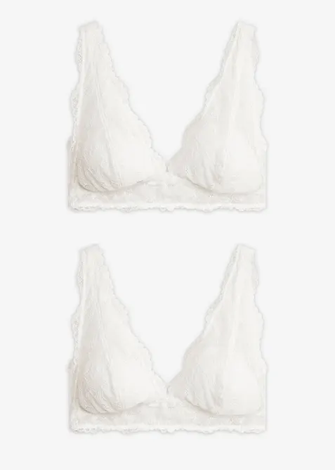 Bralette utan bygel, med fin spets (2-pack), bonprix