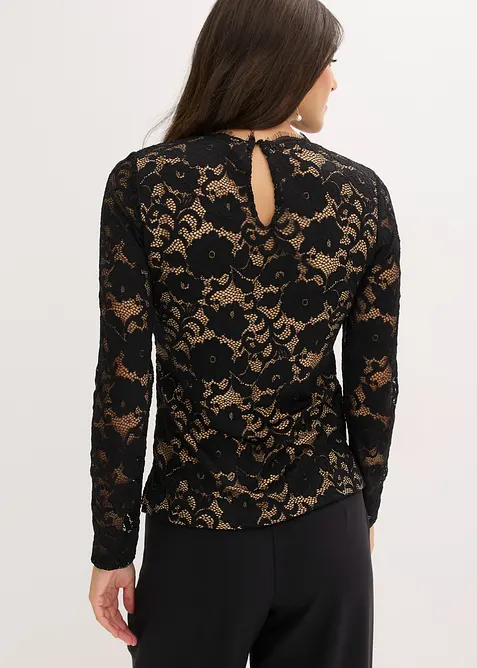 L&aring;ng&auml;rmad topp i spets, bonprix