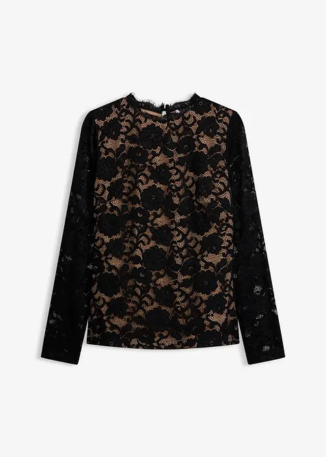 L&aring;ng&auml;rmad topp i spets, bonprix