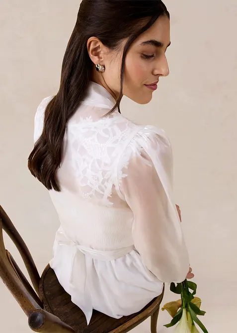 Bolero av tunn tyll med knytdetalj, bonprix